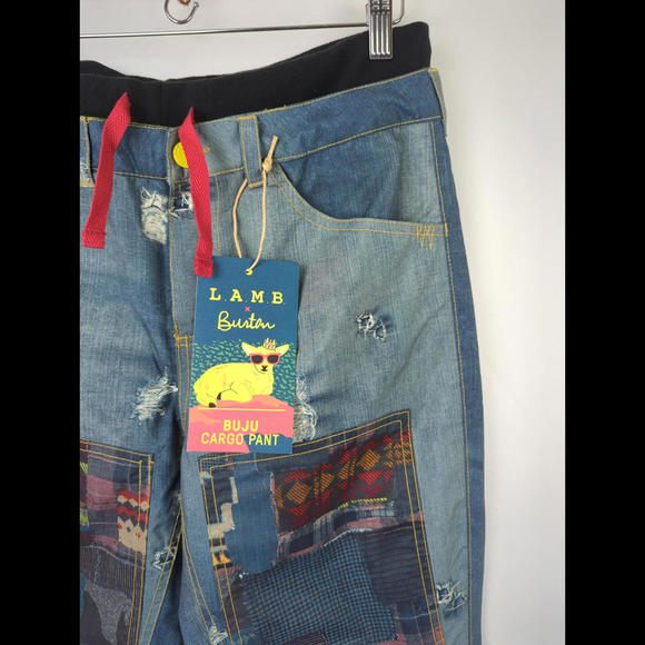 NWT L.A.M.B. x BURTON Womens Sz XS Snowboard Buju Cargo Pants Denim Print - Picture 2 of 7